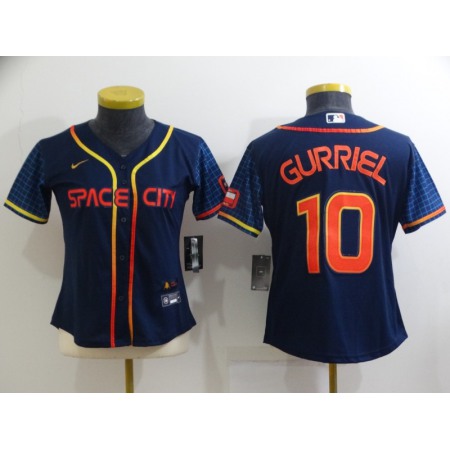 Women's Houston Astros #10 Yuli Gurriel 2022 Navy City Connect Stitched Jersey(Run Small)