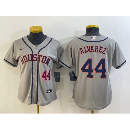 Women's Houston Astros #44 Yordan Alvarez Gray Cool Base Stitched Baseball Jersey(Run Small)