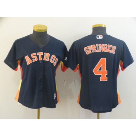 Women's Houston Astros #4 George Springer Navy Cool Base Stitched MLB Jersey(Run Small)