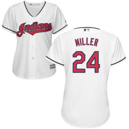 indians #24 Andrew Miller White Women's Home Stitched MLB Jersey