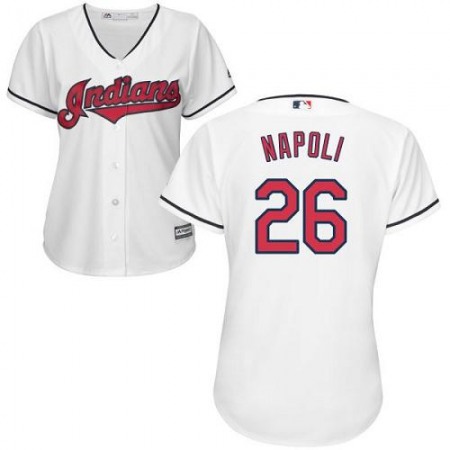 indians #26 Mike Napoli White Women's Home Stitched MLB Jersey