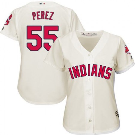 indians #55 Roberto Perez Cream Women's Alternate Stitched MLB Jersey