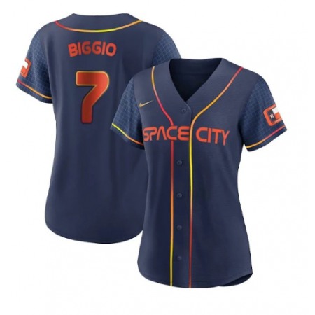 Women's Houston Astros #7 Craig Biggio 2022 Navy City Connect Stitched Jersey(Run Small)