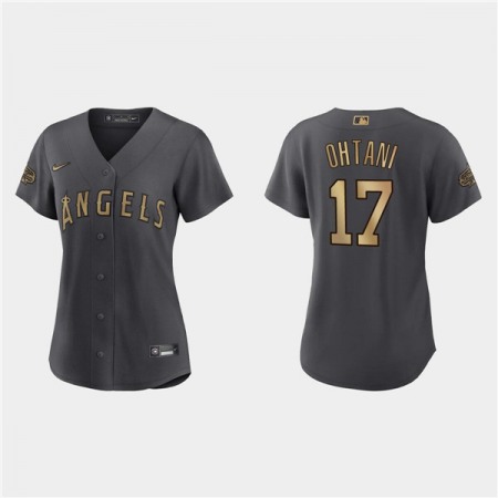 Women's Los Angeles Angels #17 Shohei Ohtani 2022 All-Star Charcoal Stitched Baseball Jersey(Run Small)