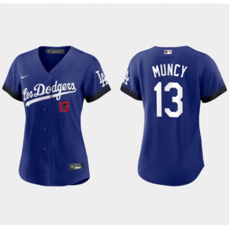 Women's Los Angeles Dodgers #13 Max Muncy 2021 Royal City Connect Cool Base Stitched Baseball Jersey(Run Small)