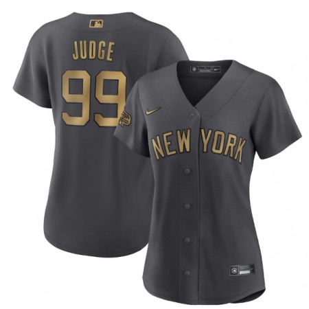 Women's New York Yankees #99 Aaron Judge 2022 All-Star Charcoal Stitched Baseball Jersey(Run Small)