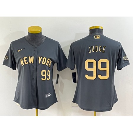 Women's New York Yankees #99 Aaron Judge 2022 All-Star Charcoal Stitched Baseball Jersey(Run Small)