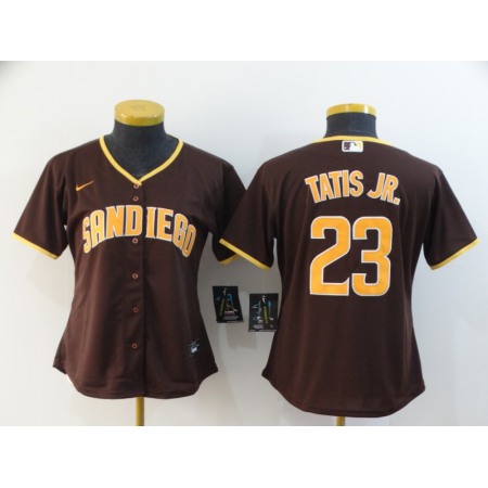 Women's San Diego Padres #23 Fernando Tatis Jr. Brown Cool Base Stitched MLB Jersey(Run Small)