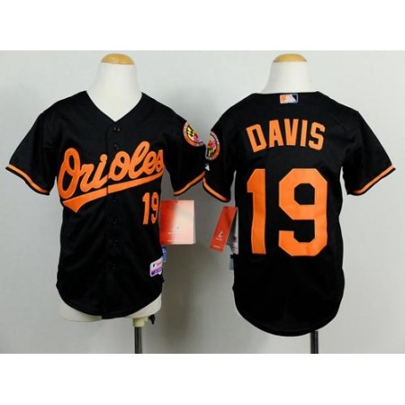 Orioles #19 Chris Davis Black Cool Base Stitched Youth MLB Jersey