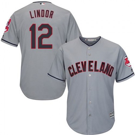 indians #12 Francisco Lindor Grey Road Stitched Youth MLB Jersey