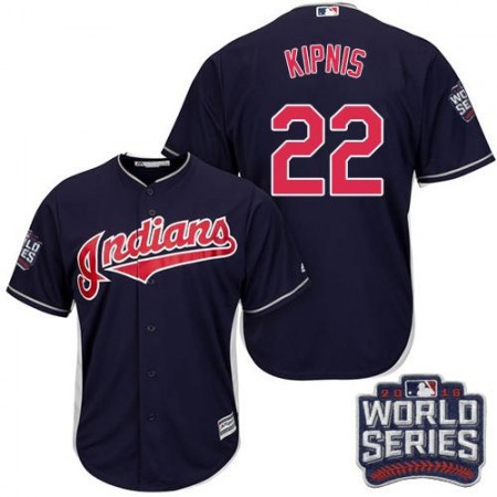 indians #22 Jason Kipnis Navy Blue Alternate 2016 World Series Bound Stitched Youth MLB Jersey