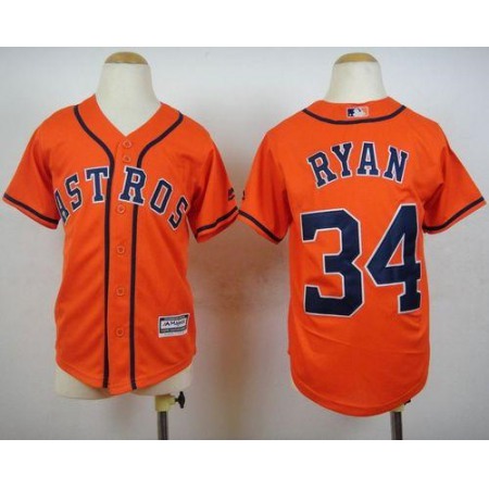 Astros #34 Nolan Ryan Orange Cool Base Stitched Youth MLB Jersey