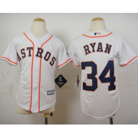 Astros #34 Nolan Ryan White Cool Base Stitched Youth MLB Jersey