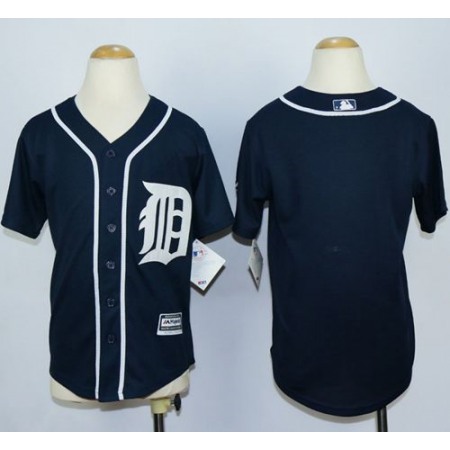 Tigers Blank Navy Blue Cool Base Stitched Youth MLB Jersey