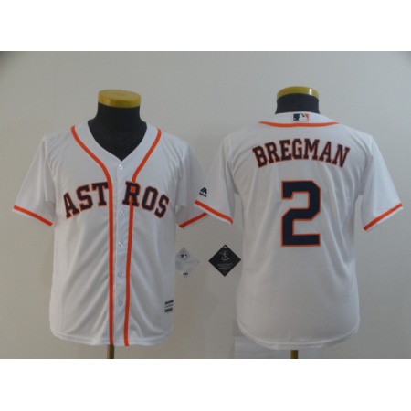 Youth Houston Astros #2 Alex Bregman White Cool Base Stitched MLB Jersey