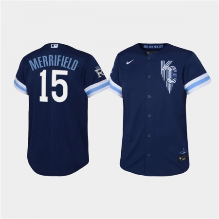 Youth Kansas City Royals #15 Whit Merrifield 2022 Navy City Connect Stitched Baseball Jersey