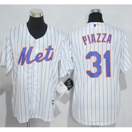 Mets #31 Mike Piazza White(Blue Strip) Home Cool Base Stitched Youth MLB Jersey