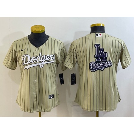 Youth Los Angeles Dodgers Cream Team Big Logo Stitched Baseball Jersey