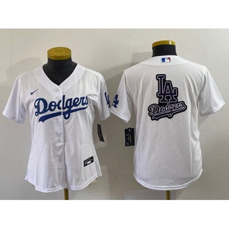 Youth Los Angeles Dodgers White Team Big Logo Stitched Baseball Jersey