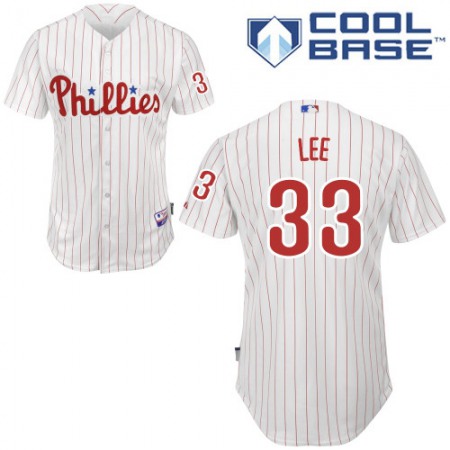 Phillies #33 Cliff Lee White(Red Strip) Cool Base Stitched Youth MLB Jersey