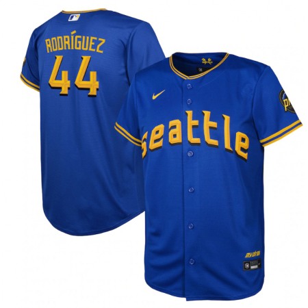 Youth Seattle Mariners #44 Julio Rodriguez Royal 2023 City Connect Stitched Baseball Jersey