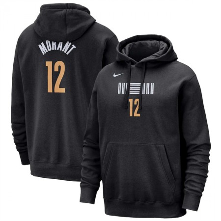 Men's Memphis Grizzlies #12 Ja Morant Black 2023/24 City Edition Name & Number Pullover Hoodie