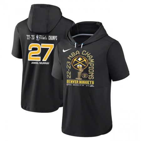 Men's Denver Nuggets #27 Jamal Murray Black Performance Short Sleeve Pullover Hoodie