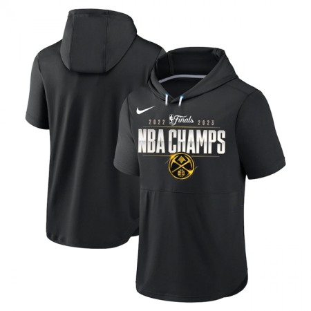 Men's Denver Nuggets Black 2022-23 Champions Performance Short Sleeve Pullover Hoodie