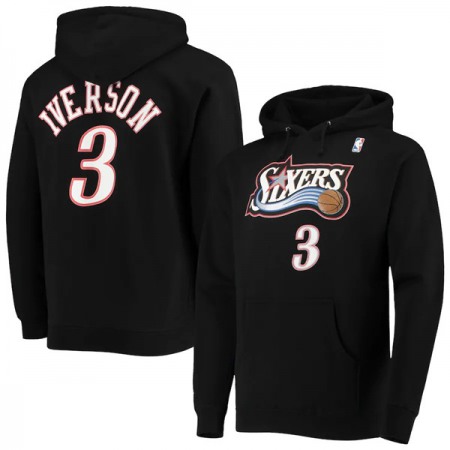 Men's Philadelphia 76ers #3 Allen Iverson 2021 Black Pullover Hoodie