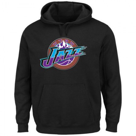 Utah Jazz Majestic Hardwood Classics Tech Patch Pullover Hoodie Black