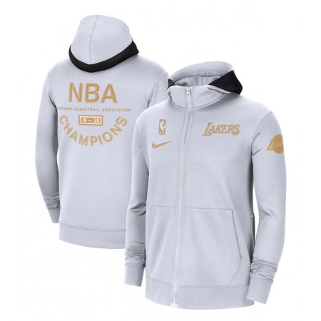 Men's Los Angeles Lakers White 2020 Champions Ring Therma Flex Full-Zip NBA Hoodie