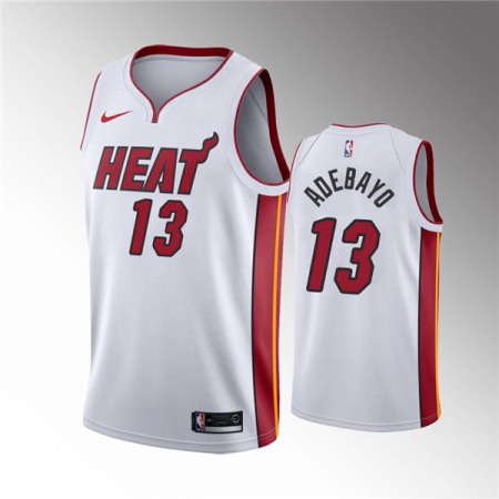 Men's Miami Heat #13 Bam Adebayo White Association Edition Swingman Stitched Jersey