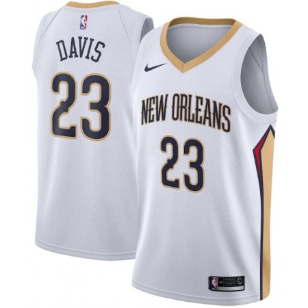 Men's New Orleans Pelicans #23 Anthony Davis White Association Edition Stitched Jersey