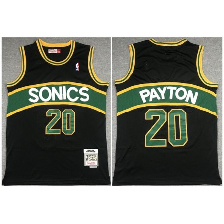 Men's Oklahoma City Thunder #20 Gary Payton Black 1994-95 Throwback SuperSonics Stitched Jersey