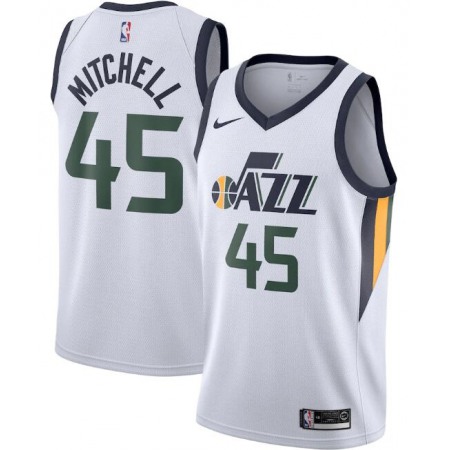 Men's Utah Jazz #45 Donovan Mitchell White Association Edition Swingman Stitched Jersey