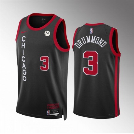 Men's Chicago Bulls #3 Andre Drummond Black 2023/24 City Edition Stitched Basketball Jersey