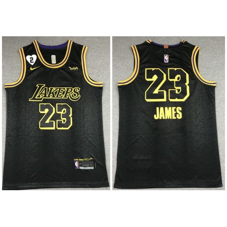 Men's Los Angeles Lakers #23 LeBron James 2020Black City Edition With GiGi Patch Stitched Jersey