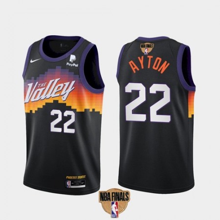 Men's Phoenix Suns #22 Deandre Ayton 2021 Black NBA Finals City Edition Stitched Jersey