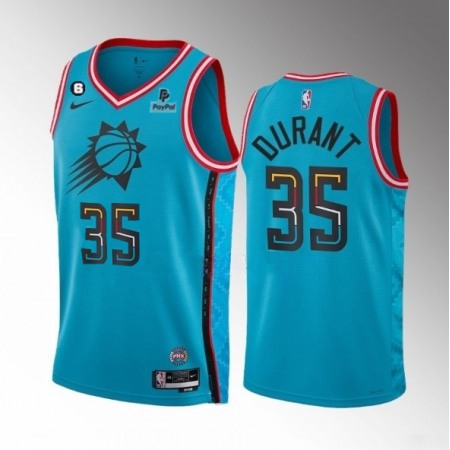 Men's Phoenix Suns #35 Kevin Durant Blue 2022/23 City Edition With NO.6 Patch Stitched Basketball Jersey