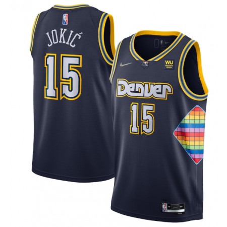 Men's Denver Nuggets #15 Nikola Jokic Navy 2021/22 City Edition 75th Anniversary Stitched Jersey