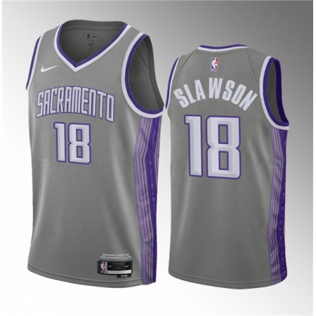 Men's Sacramento Kings #18 Jalen Slawson Grey 2023 Draft City Edition Stitched Jersey