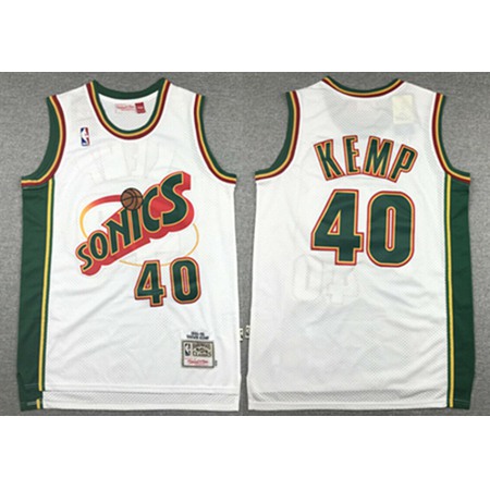 Men's Oklahoma City Thunder #40 Shawn Kemp White SuperSonics Stitched NBA Jersey