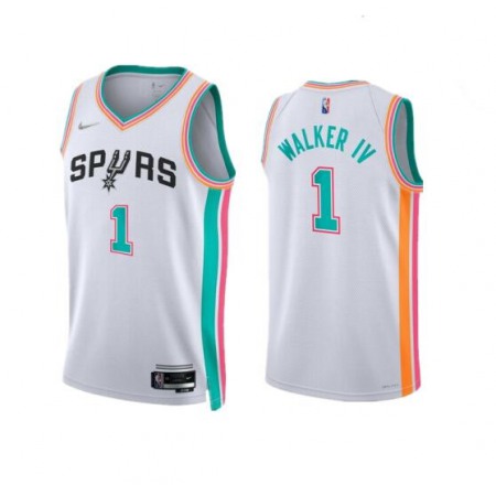 Men's San Antonio Spurs #1 Lonnie Walker IV 2021/22 White City Edition Stitched Jersey