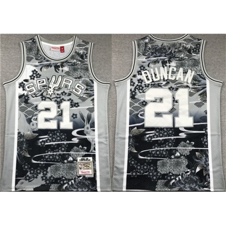 Men's San Antonio Spurs #21 Tim Duncan Black/White Classics Swingman Stitched Jersey