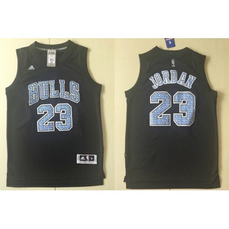 Bulls #23 Michael Jordan Black Diamond Fashion Stitched NBA Jersey