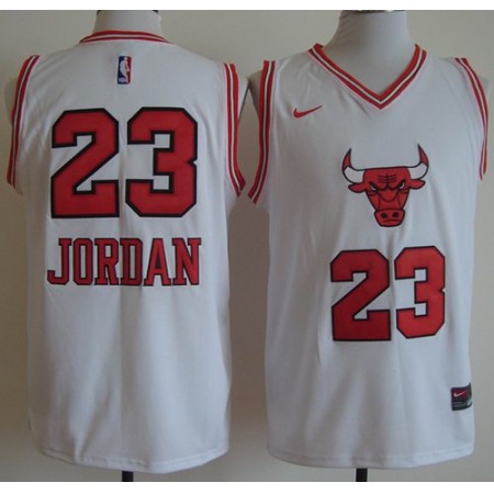 Bulls #23 Michael Jordan White New Fashion Stitched NBA Jersey