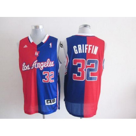 Clippers #32 Blake Griffin Red/Blue Split Fashion Stitched NBA Jersey