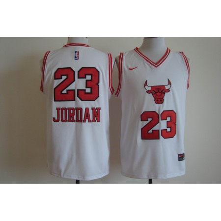 Men's Nike Chicago Bulls #23 Michael Jordan White Bull Head Fashion Stitched NBA Jersey