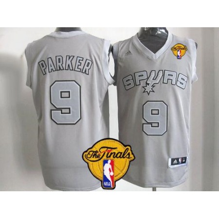 Spurs #9 Tony Parker Grey Big Color Fashion Finals Patch Stitched NBA Jersey