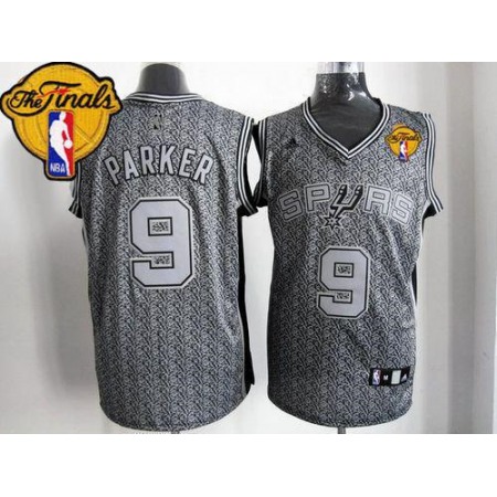 Spurs #9 Tony Parker Grey Static Fashion Finals Patch Stitched NBA Jersey